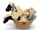  Preview image for Plush Stuffed Horses in Basket 
