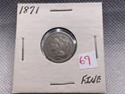  Preview image for Lot# 69 - 1871 NICKEL THREE CENT FINE 