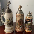  Preview image for Three Older Beer Steins with Pewter Tops 