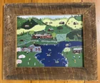  Preview image for Framed Folk-Art Style Painting 'Fishing 