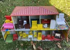  Preview image for Older Tin Litho Dollhouse with Old Doll 